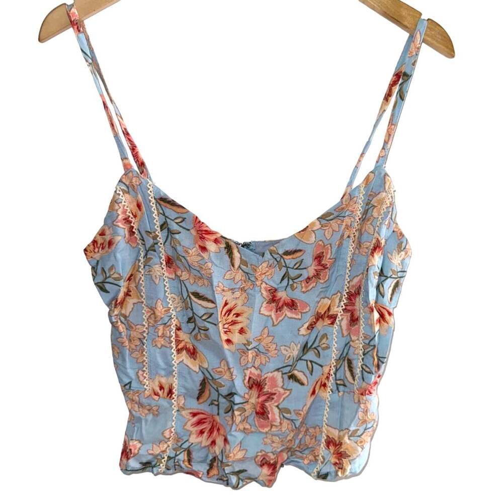 NWT Lush Boho Coquette Floral Ruffle Crop Top Fairy Cottage M Summer Festival
